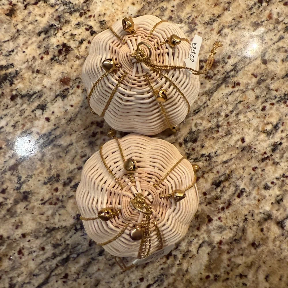 West Elm Rattan Bell Ornament